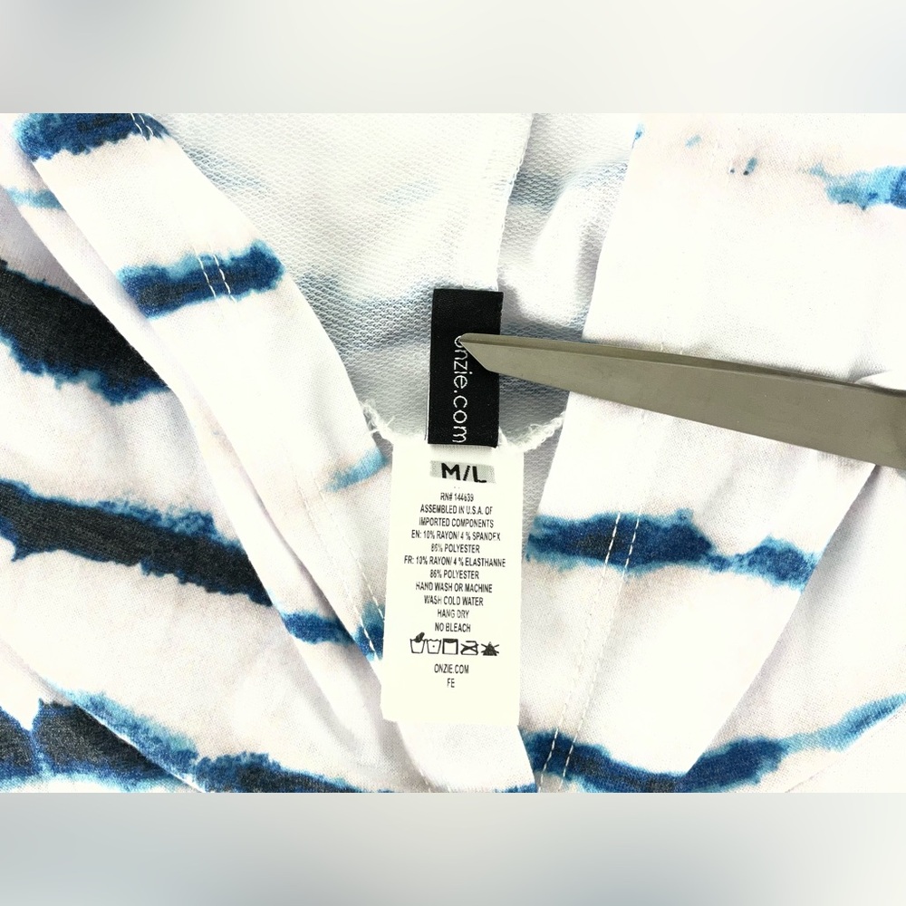 ONZIE Tie-Dye Striped Crop Hoodie‎ White Black Navy Blue Size M / L - Picture 5 of 12